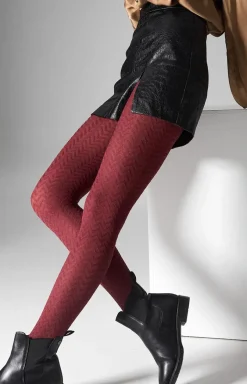LEGS Rajstopy We Wzory|Rajstopy - Ciepłe rajstopy z kaszmirem bordowe L011 Cashmere Viscosa 10 DEN