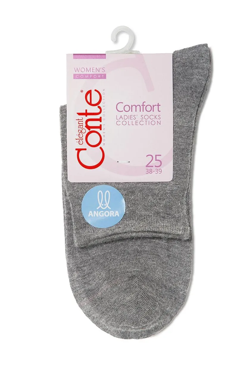 Damskie Conte Skarpetki|Długie Skarpetki - comfort skarpety wiskozowe damskie angora szare