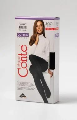 Conte Rajstopy Klasyczne|Rajstopy - czarne rajstopy bawełniane damskie Elegant Cotton 00 DEN