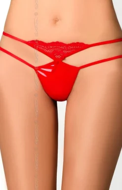 Cranberry muffin stringi czerwone wet look V-7828