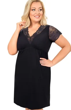 Czarna koszula nocna damska z wiskozy plus size Sonia