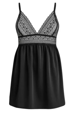 Czarna koszulka nocna damska babydoll i figi tanga NOIR SIN