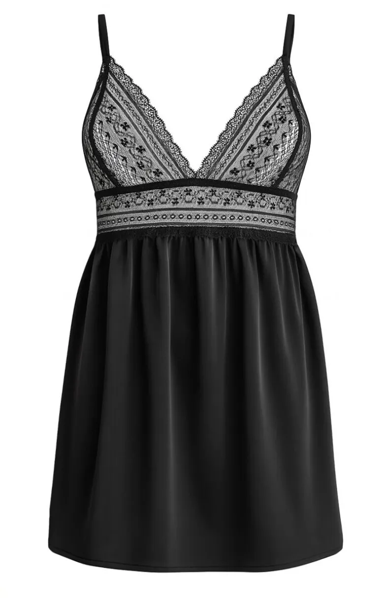 Czarna koszulka nocna damska babydoll i figi tanga NOIR SIN