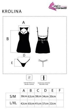 Damskie LivCo Corsetti Fashion Koszulki|Seksowna Koszula Nocna - Czarna koszulka nocna i stringi Krolina