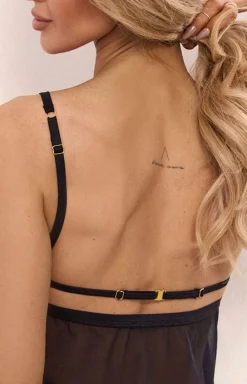 Damskie LivCo Corsetti Fashion Koszulki|Seksowna Koszula Nocna - Czarna koszulka nocna i stringi Krolina