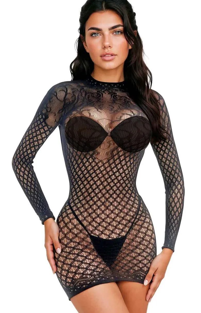 Czarna sukienka damska bodystocking Dress 211904