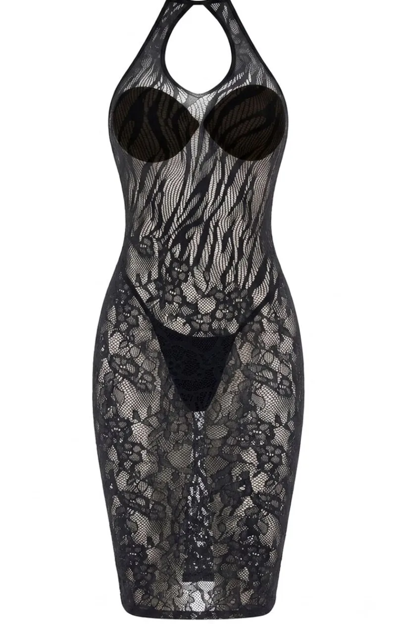 SoftLine Collection Bodystocking|Koszulki - Czarna sukienka damska bodystocking Dress 214082