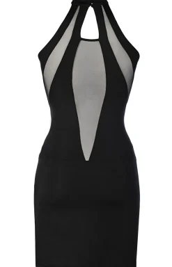 Damskie Axami Dancewear & Clubwear|Koszulki - Czarna sukienka dopasowana V-9269