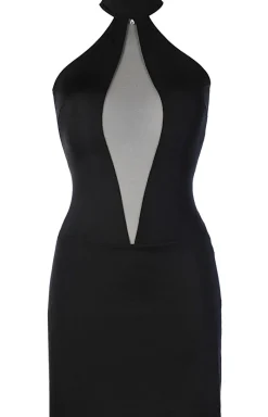Damskie Axami Dancewear & Clubwear|Koszulki - Czarna sukienka dopasowana V-9269