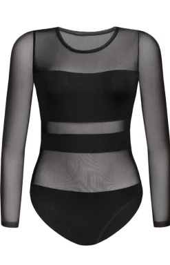 Czarne body damskie Stripy 2405