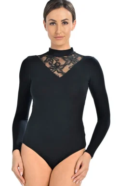 Teyli Body|Podkoszulki - Czarne body damkie z długim rękawem Elli