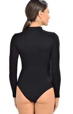 Teyli Body|Podkoszulki - Czarne body damkie z długim rękawem Elli