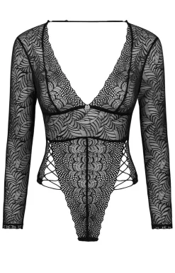 Obsessive Body|Body - Czarne body damskie z długim rękawem Merlys