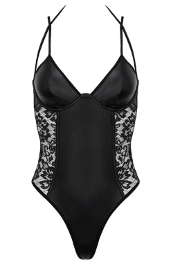 Czarne body damskie z koronką Celadine