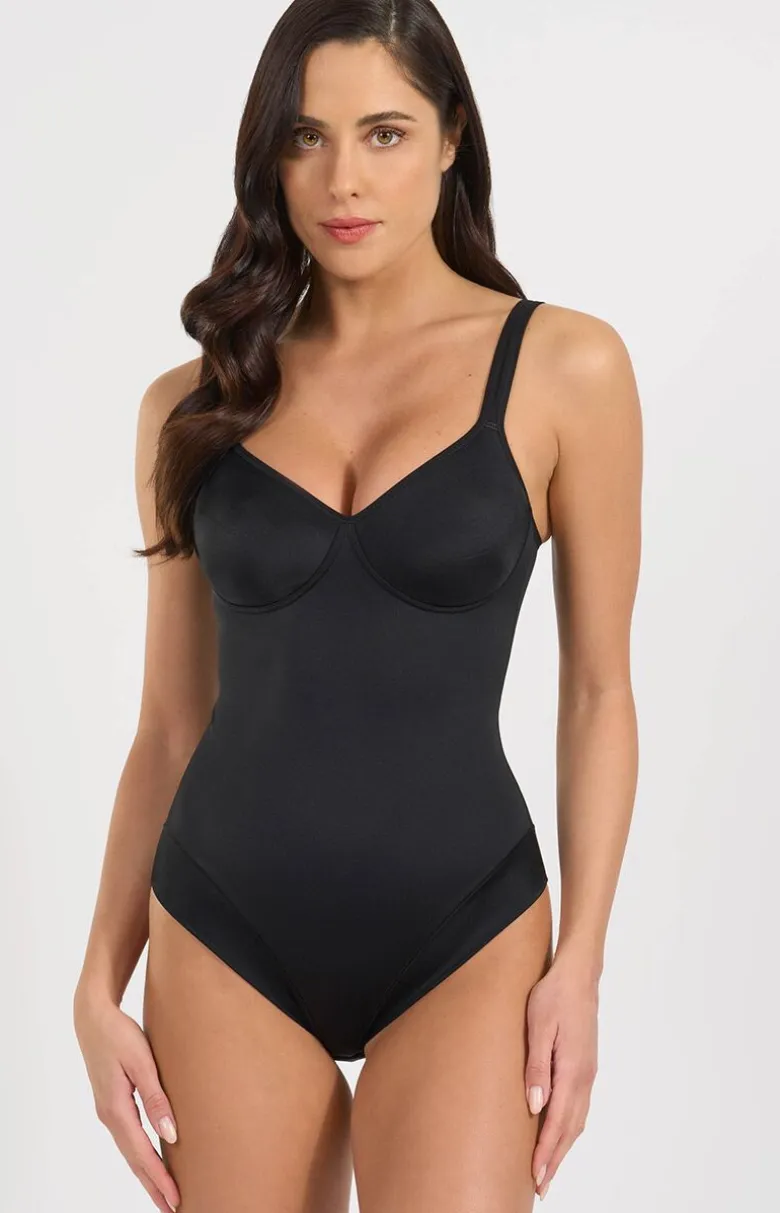 Czarne body damskie z miseczkami 3155