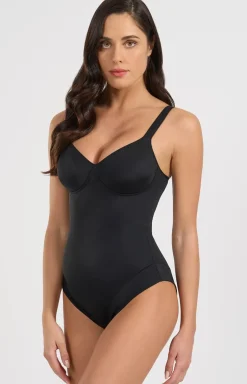 Czarne body damskie z miseczkami 3155