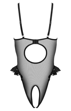 KOTEK Body - Czarne body damskie z otwartym krokiem BD103