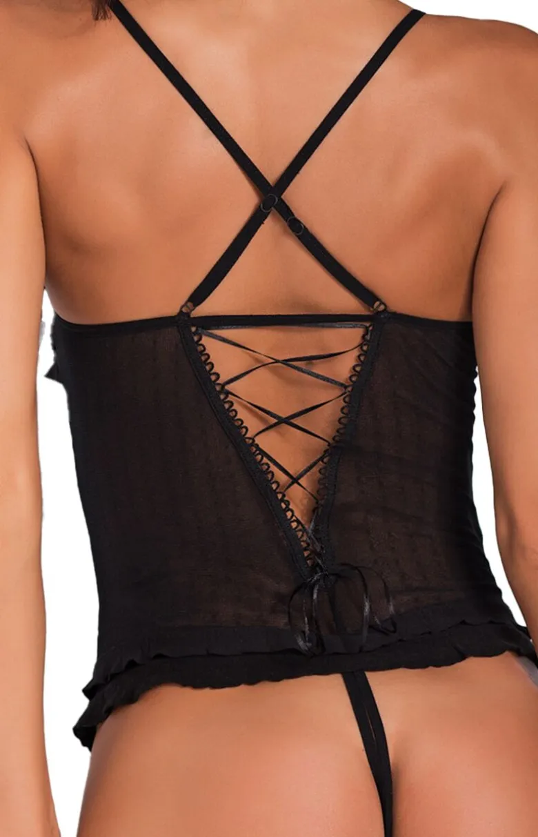 Czarne body damskie z otwartym krokiem Demi