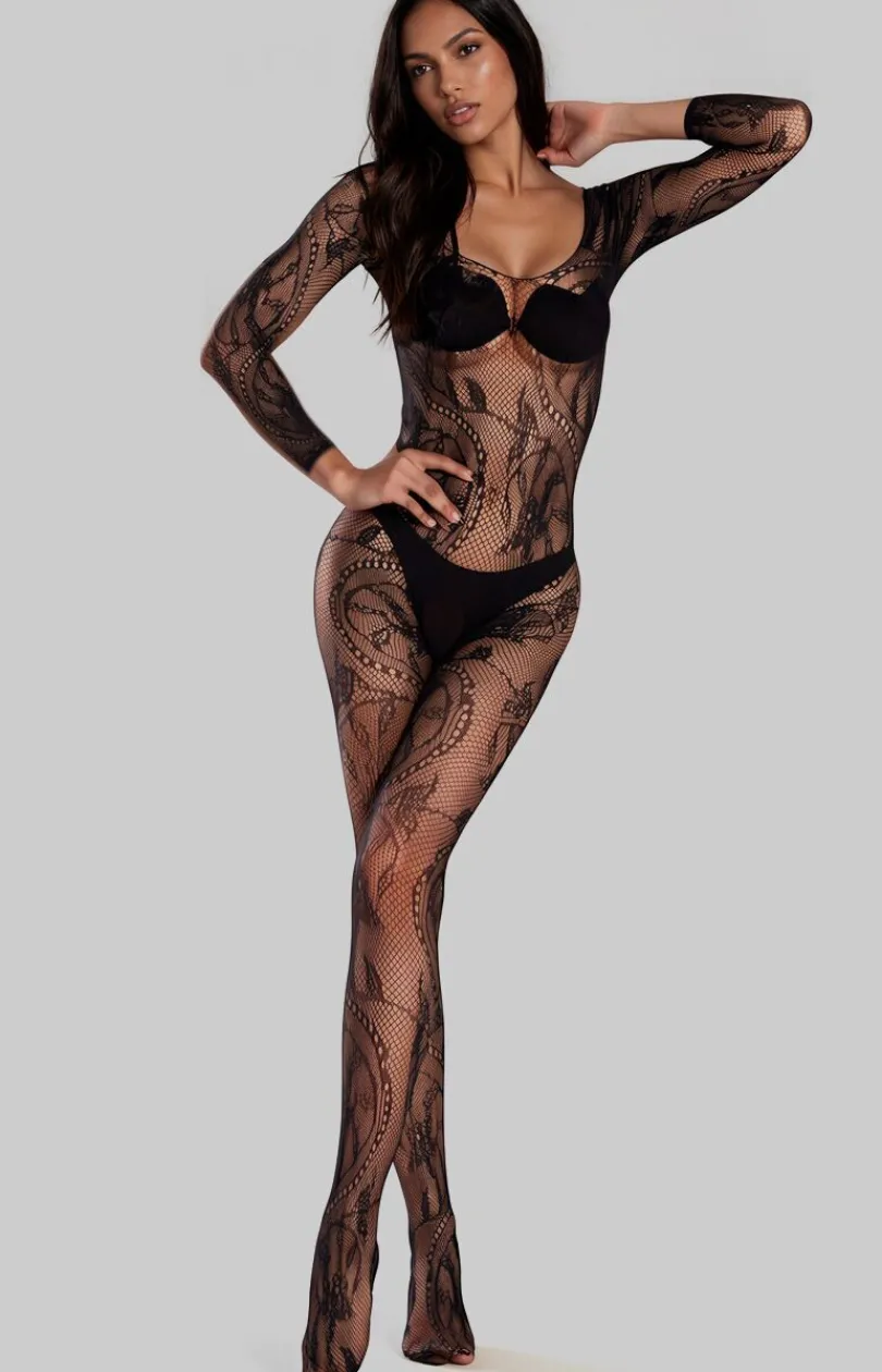 LivCo Corsetti Fashion Bodystocking|Body - Czarne bodystocking Abra Black LC 17086