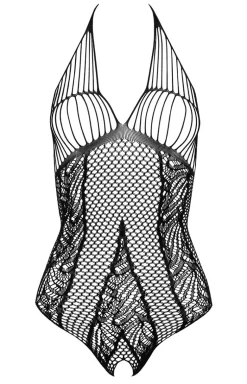 Czarne bodystocking body damskie otwarte FB003