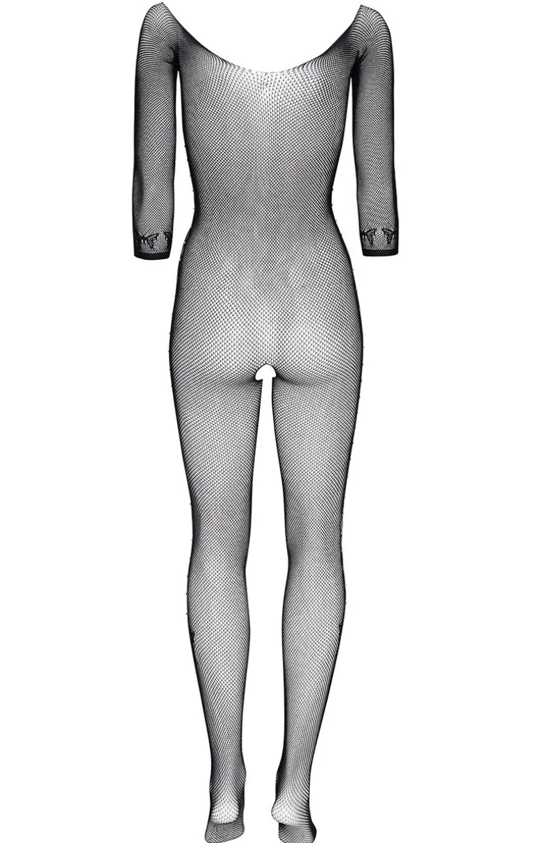 Czarne bodystocking z rękawem 3/4 i wycięciem Martha diamond