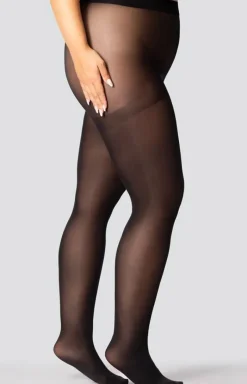Mona Queen Size Rajstopy Klasyczne|Rajstopy Plus Size - Czarne gładkie rajstopy damskie plus size Margaret II 0 DEN 3D