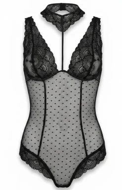 Czarne koronkowe body damskie Kreame LC 90546