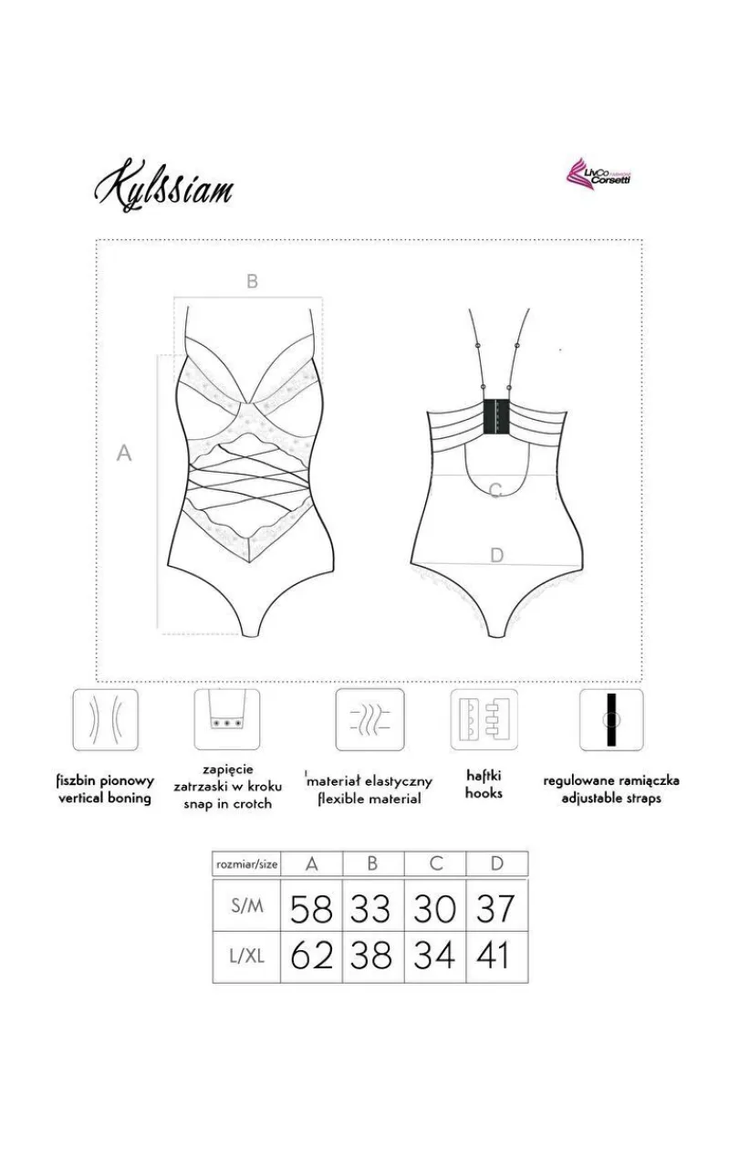 LivCo Corsetti Fashion Body|Body - Czarne koronkowe body damskie Kylssiam