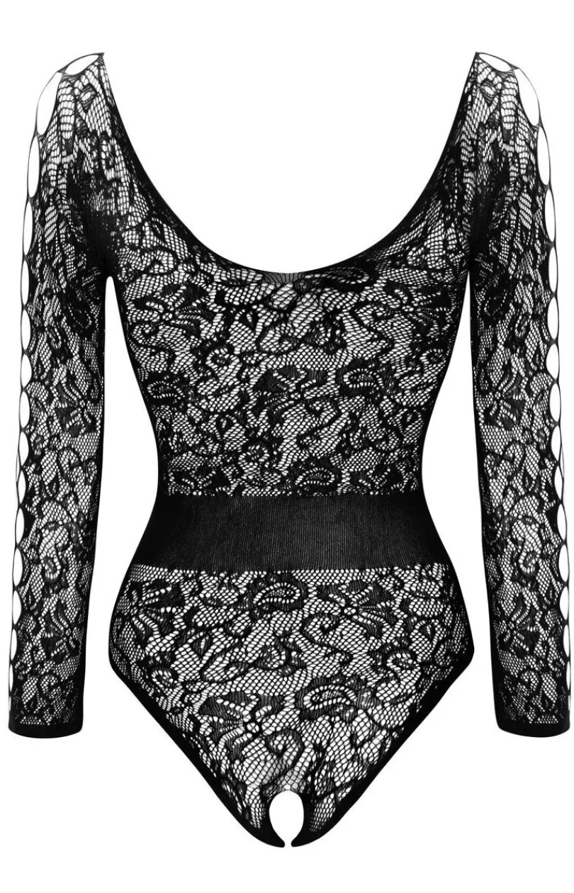 Beauty Night Bodystocking|Body - Czarne koronkowe body z otwartym krokiem Dinora