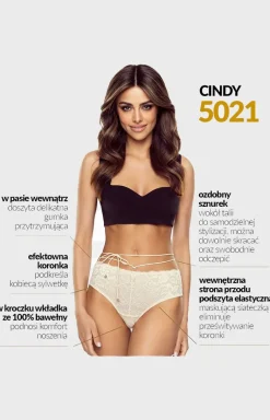 Czarne koronkowe figi z ozdobnym sznurkiem Cindy 5021