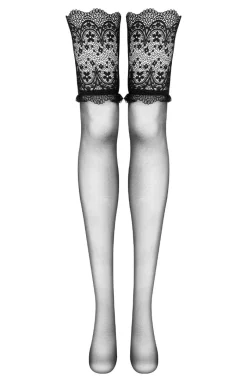 Damskie Beauty Night Pończochy Do Pasa|Pończochy - Czarne pończochy do pasa Obsidian Stockings BN6752