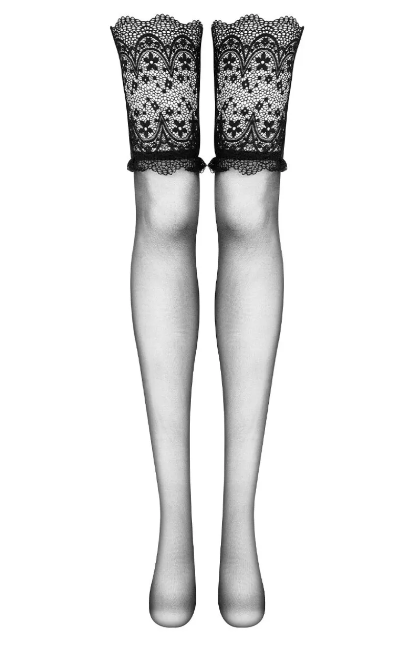 Damskie Beauty Night Pończochy Do Pasa|Pończochy - Czarne pończochy do pasa Obsidian Stockings BN6752