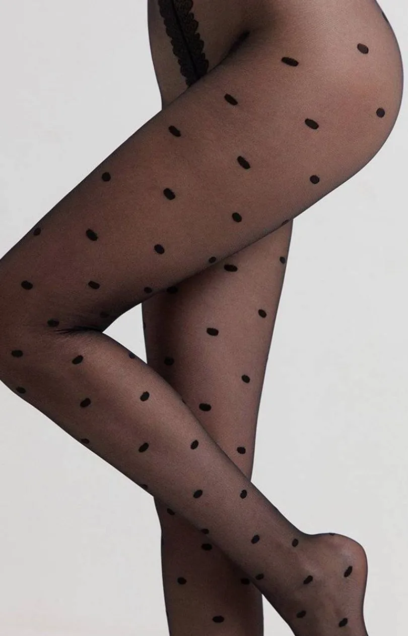 Conte Rajstopy We Wzory|Rajstopy - Czarne rajstopy w kropki 0 DEN Desire