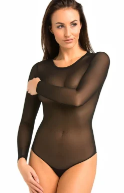 Teyli Body|Body - Czarne iateczkowe body przezroczyte Ero 2406