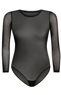 Teyli Body|Body - Czarne iateczkowe body przezroczyte Ero 2406