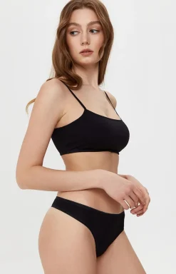 Damskie Conte Figi, Stringi, Panty|Stringi Damskie - Czarne tringi bawełniane gładkie T 2000