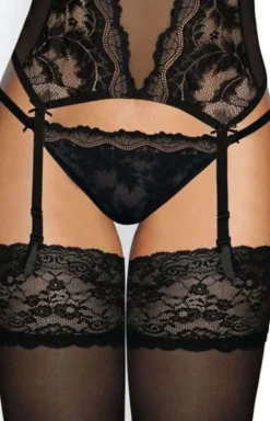 Damskie Mat Stringi Z Koronką|Stringi Damskie - Czarne stringi damskie Olivia S-3108/4