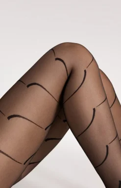 Czarne wzorzyste rajstopy Black swan G6081 15 DEN