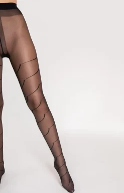 Czarne wzorzyste rajstopy Black swan G6081 15 DEN