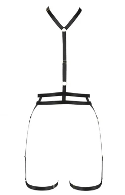 Czarny harness komplet damski z pasków Denira
