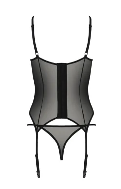 Czarny koronkowy gorset + stringi Passion ECO Zinnia