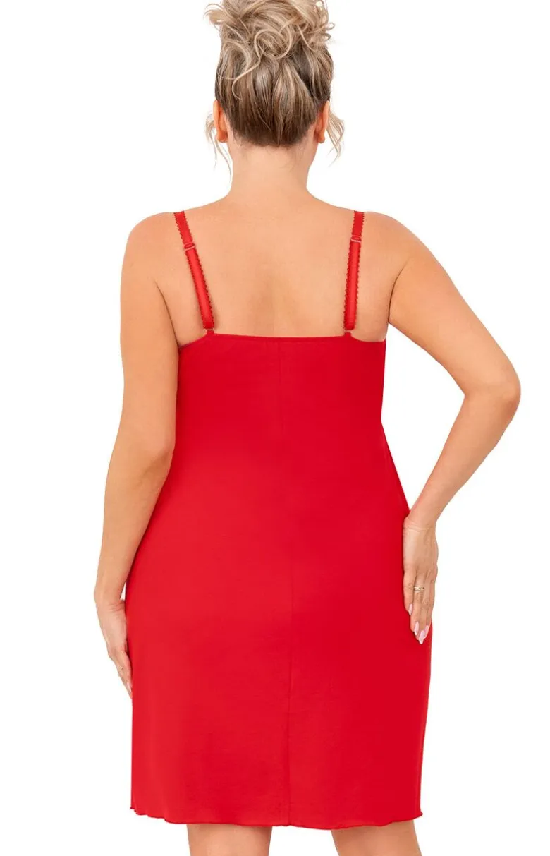 Czerwona koszula nocna na ramiączka plus size Sylvia