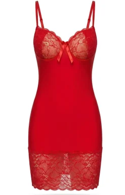 Damskie PariPari Lingerie Koszulki|Seksowna Koszula Nocna - Czerwona kozuka nocna z iękkii ieczkai Veta