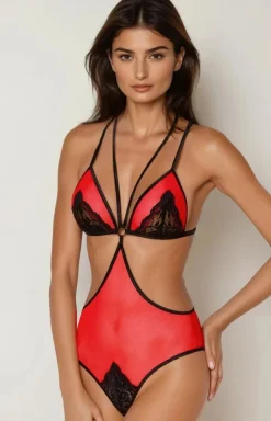 Czerwone body damskie Peonia