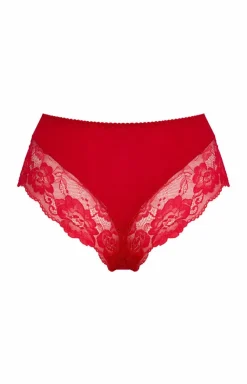 Damskie Irall Majtki Z Wysokim Stanem|Bielizna Plus Size - Czerwone figi dakie brazyiany z koronką Coin