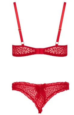 Czerwony welurowy komplet bielizny Catilla set