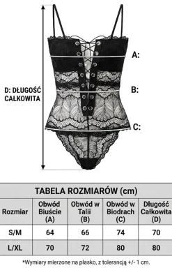 DAFNE czarne koronkowe body