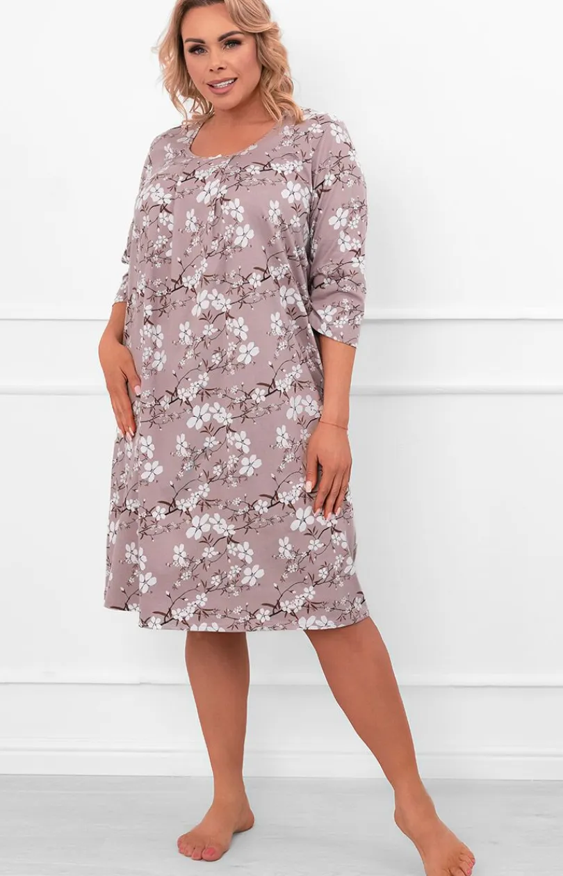Damskie Italian Fashion Koszule Nocne|Koszule Nocne Damskie - Daaska koszua nocna z rękawe 3/4 Oszia