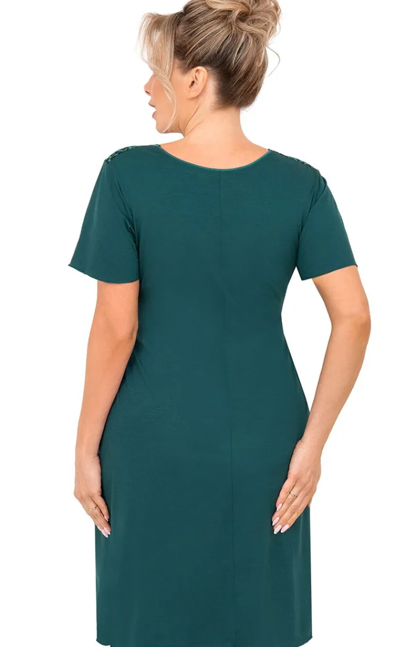 Damskie Donna Koszule Nocne|Koszule Nocne Damskie - Damska koszula nocna zielona plus size Melania