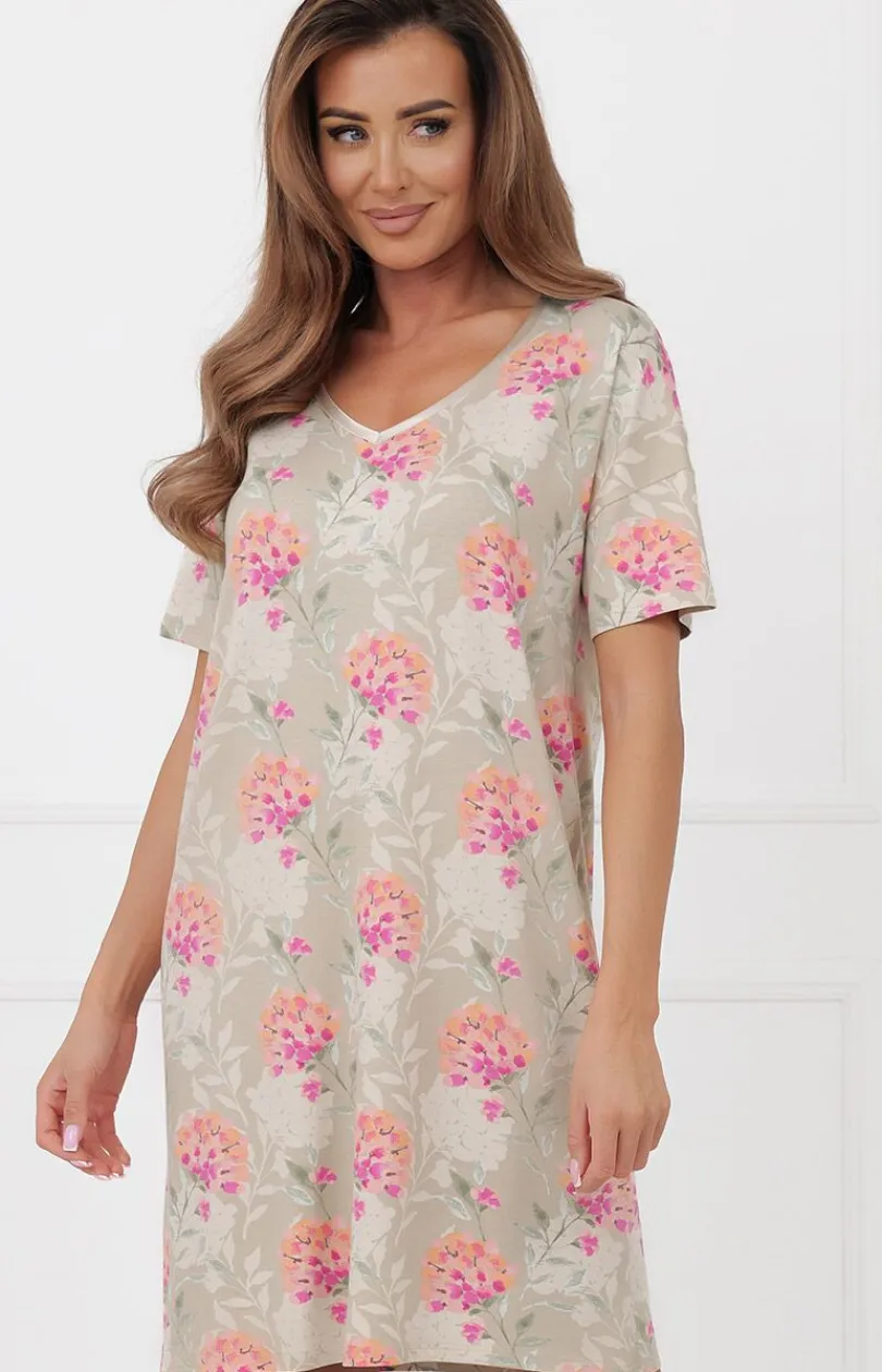 Damskie Italian Fashion Koszule Nocne|Koszule Nocne Damskie - Damska koszula nocna z krótkim rękawem Harmonia